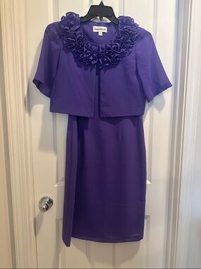 Diane Nicole Purple Two-Piece Dress with Ruffle Collar
